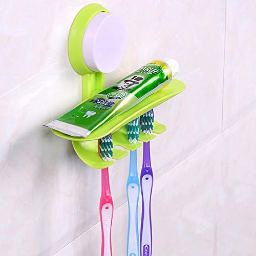 RD Lane Toothbrush toothpaste Holder Self Adhesive Wall Mounted Bathroom Organizer suction cup Wall Mounted-Green