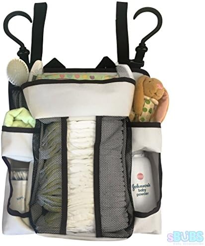 Diaper Caddy Organizer - Multiple Hanging Options Nursery Storage, Large Hooks, Strong Velcro and Wall Loops - Extra Strength Non Sagging Back Support