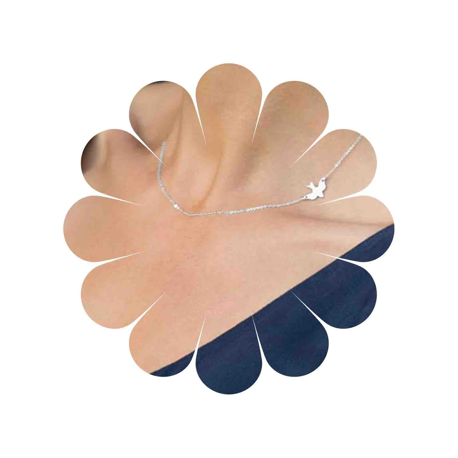 Yienate Dainty Peace Dove Necklace Silver Chain Choker Dove Pendant Trend Charm Necklace Jewelry for Women and Girls