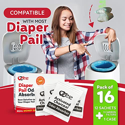 VZee Diaper Pail Deodorizer, Pack of 16, with Plastic Case, Compatible