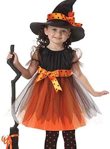 Amazon ハロウィン かぼちゃ ドレス 魔女 ワンピース 子供 キッズ 女の子 魔女 ホラー タトゥー シール セット メルヘン なりきり衣装 仮装 コスプレ衣装 コスチューム かぼちゃ子供ドレス 100 キッズコスチューム ホビー