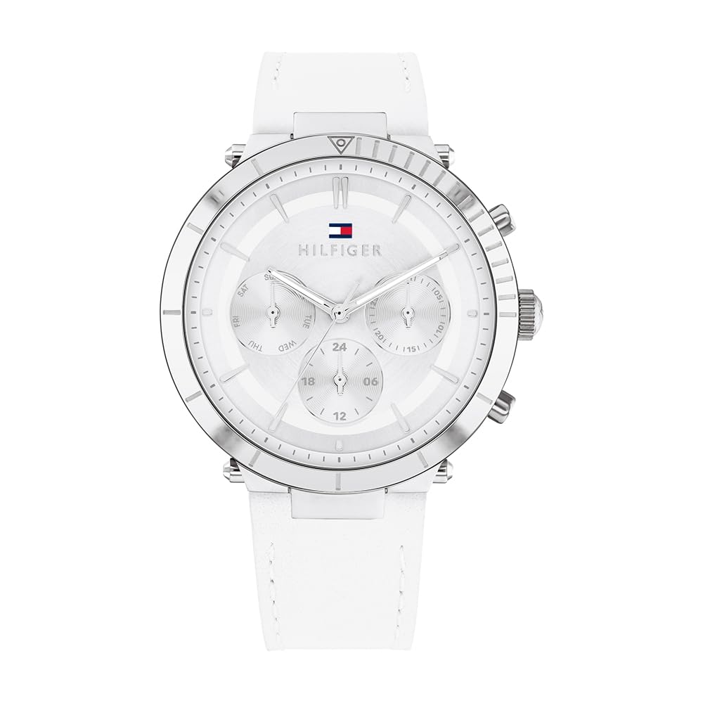 Tommy Hilfiger Analogue Multifunction Quartz Watch for Women with White Leather Strap - 1782352
