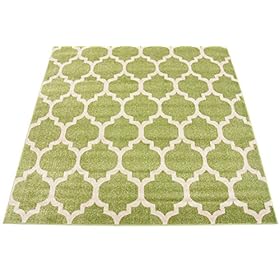 Unique Loom Trellis Collection Modern Morroccan Inspired with Lattice Design Area Rug, Square 5' 4" x 6' 1", Light Green/Beige 51JZ238C0EL