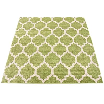 Unique Loom Trellis Collection Modern Morroccan Inspired with Lattice Design Area Rug, Square 5' 4" x 6' 1", Light Green/Beige 51JZ238C0EL