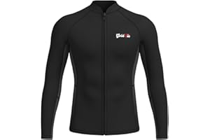 GoldFin Wetsuit Top Men, 2mm Wetsuits Jacket Long Sleeve Neoprene Tops for Water Sports Aerobics Diving Surfing Swimming