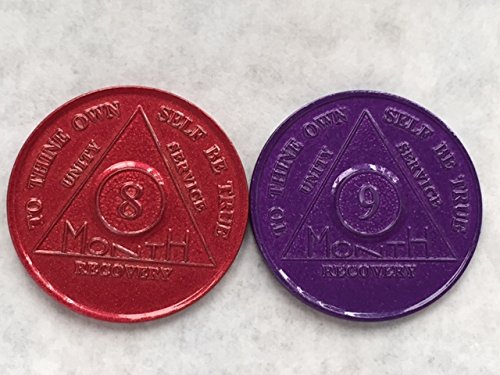 Set of 12 Aluminum AA Medallions Chips 24 Hours Months 1-11 Alcoholics Anonymous Medallion Chip Bulk Lot - Thumbnail 7