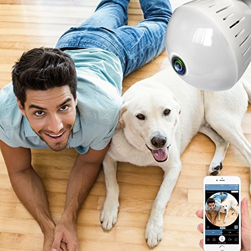 Wireless IP Camera LED Bulb Camera Hidden Camera 360 Degree Panoramic 1080P HD Fisheye for IOS Android APP Remote Home Security System Support for Indoor House Baby Room Pet Fathers Day - Thumbnail 6