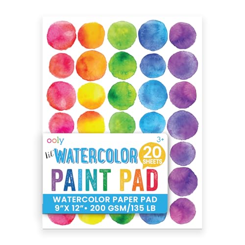 Ooly Lil' Watercolor 9" x 12" Thick Paper Sketchbook Pad - 20 Pages per Pad, 200 GSM / 75 LB Paper for Watercolors, Drawing, Artwork, Perfect for Lil' Pain Pods