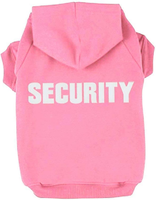 Izefia Security Dog Hoodies Clothes Apparel Winter Sweatshirt Warm Sweater Cotton Puppy Hoodie for Small Dog Medium Large Cat Pink XL