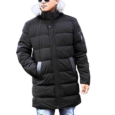 Longra Herren Warm Winterjacke Parka Jacke Mantel Lange Mit Fellkapuze Steppjacke Wintermantel Herren Daunenmantel Daunenjack