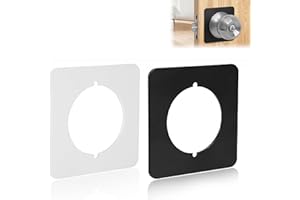 Fokmuaex 2 Pack Stainless Steel Door Knob Reinforcement Plate - Anti-Kick Square Deadbolt Cover for Gap Repair, Matte Black C