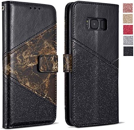ZCDAYE Wallet Case for Samsung Galaxy Note 9,Premium Bling Glitter [Magnetic Closure] PU Leather [Ceramic Pattern] Stand Soft TPU with [Card Slots] Flip Cover for Samsung Galaxy Note 9 - Black