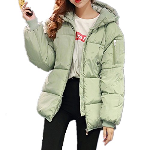 Yougao Women's Winter Short Slim Coat Jacket with Fur Trim Hood Light Green S Yougao Women's Winter Short Slim Coat Jacket with Fur Trim Hood Light Green S