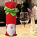 3PCS Wine Ornaments - Christmas Wine Bottle Decor set - Santa Claus Deer Bottle Cover Clothes - Christmas Tree Bows with a Merry Christmas Gift Bags - Kitchen Decoration for New Year Xmas Dinner Party