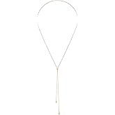 YUJIE Long Gold Y Necklace for Women - Adjustable Lariat Pendant Snake Chain, 14K Gold Plated Dainty Teardrop Necklace for Trendy & Formal Wear