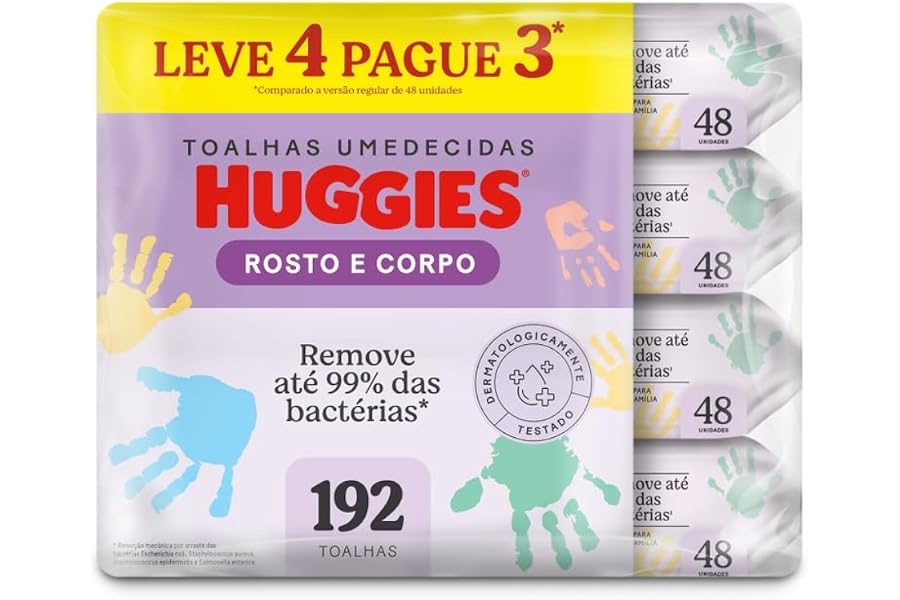 Lenços Umedecidos Huggies Rosto e Corpo Limpeza 4 x 48 Un