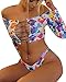 Dovee Women’s 2 Pieces Off Shoulder Lace up Front Tie Dye Bikini Set Bathing Suits Swimwear Swimsuits (L)