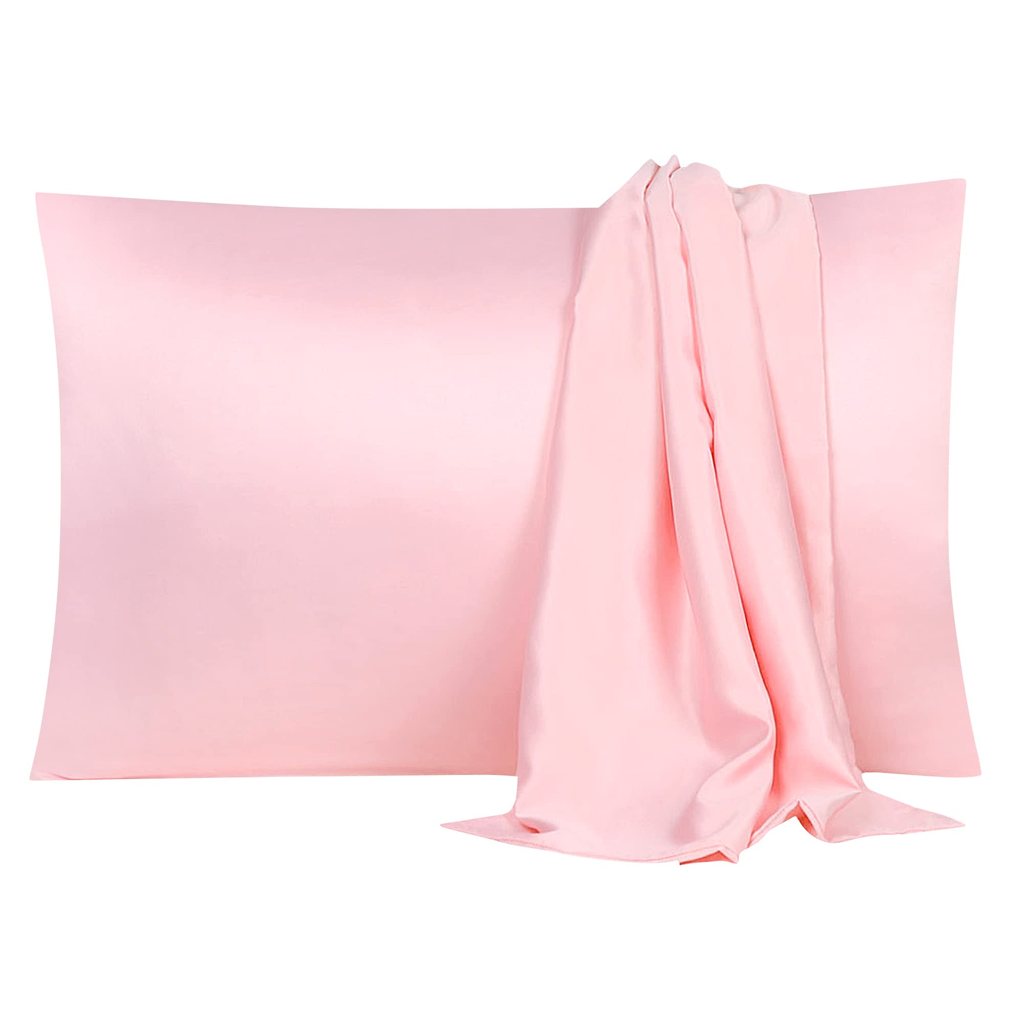 sourcing map Pillowcase Set Silk Satin Pillow Cases for Hair and Skin, Pillow Cases 2 pack with Envelope Closure Pink 50 x 75cm