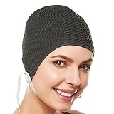 Beemo Swim Cap Women Chin Strap Swimming Caps- Black
