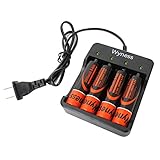 Wyness 4PCS Flat Top 18650 Rechargeable 3.7V 2500mAh Batteries with Fast Li-ion 18650 18500 14500 Battery Charger