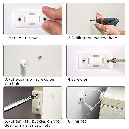 SelfTek 12 Sets Anti-Tip Furniture Strap with Fixing Hardware Nylon Wall Safety Straps for Baby and Pet
