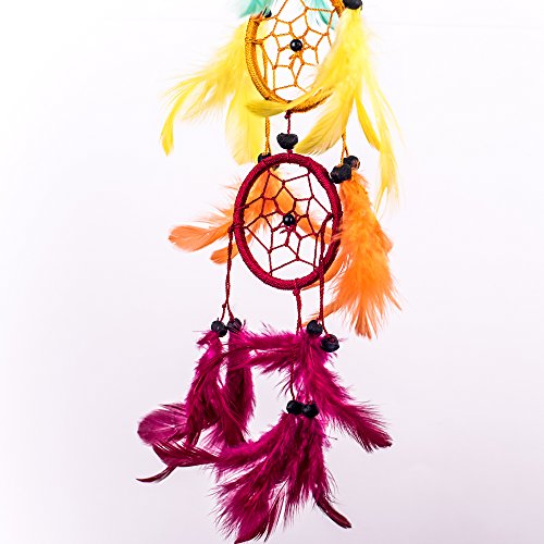 Pink-Pineapple-Long-Handmade-Bohemian-Dream-Catcher-Ethical-Hanging-Dreamcatcher-Wall-Art-with-Multicoloured-Rainbow-Feathers-and-Beads-Traditional-Crochet-7-Chakra-Design-6cm-Wide-50cm-Long