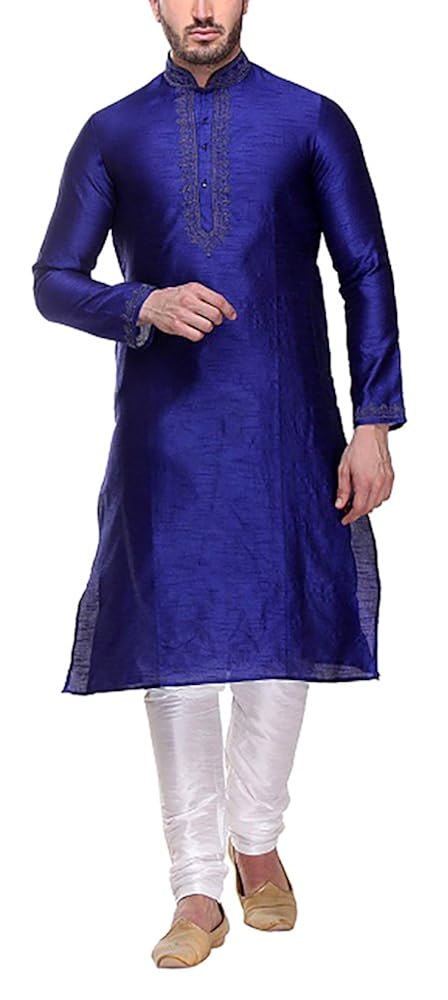 indian poshakh men's art silk kurta pyjama