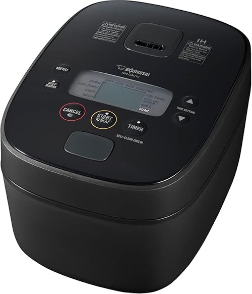 Zojirushi NW-QAC10 5.5-Cup Capacity Flat-Top Induction Cooker and Warmer with Custom Cooking Pan, Double Non-Stick Coating for Easy Clean-Up (Black)