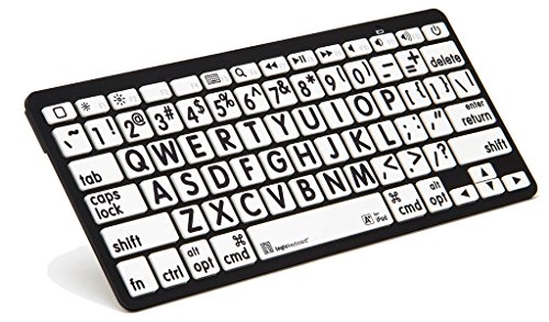 LogicKeyboard XL Print American English Bluetooth Mini Keyboard, White on Black