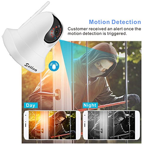 SOTION Wireless WiFi Internet Network IP Surveillance Security Video Home/Indoor Camera System, Baby and Pet Monitor with Pan and Tilt, Two Way Audio & Night Vision
