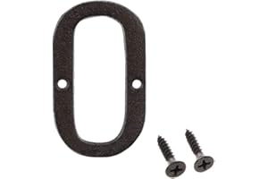 Betorcy 3 Inch Address Number, House Numbers for Outside, Cast Iron Metal Letter Garden Door Mailbox Decor with Screws, Black Letter O