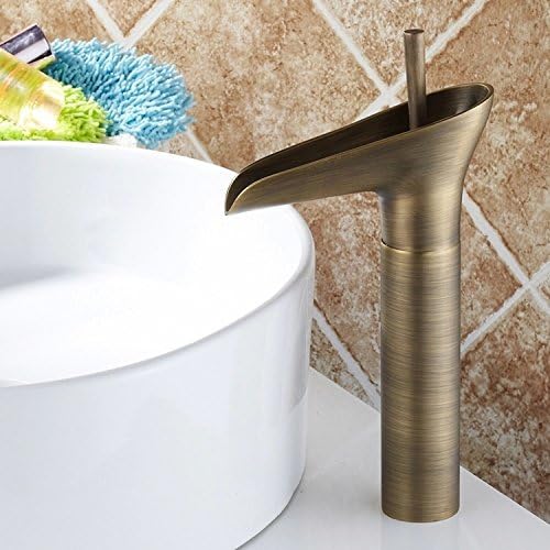 Hiendure® Single lever mixer tap, facet, lavatory facet, waterfall, single-lever mixer for bathroom washbasin (high) - Image 3