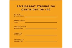 TELLFEEL Refrigeration Evacuation Recover Cerification Tag，50 Packs Refrigerant Recovery Stickers,Replacement for Label Keep Refrigerator Stickers,Refrigerant Recovery Tags Fits for Refrigerant Identifier