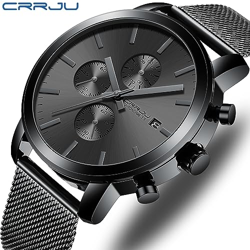 CRRJU Mens Stylish Casual Quartz Watches for Men Luxury Waterproof Calendar Chronograph Japan Movement Wristwatches