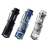 Morpilot Tactical Flashlight 3Pack Pocket-Sized LED Torch 350 Lumen Ultra Bright with Adjustable Focus 5 Modes for Hunting Camping Hiking,Cycling (Black & Camouflage)