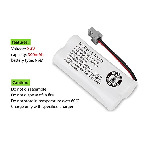 QTKJ BT-1021 BBTG0798001 battery for Uniden BT-1025 BT-1008 BT-1016 D1760 D1760-2 D1780 D1780-2BT D1780-4 D3097 D3098 D1361 DCX150 DCX160 DCX170 DCX309 DCX170BT Cordless Phone Handset (2-Pack) - Thumbnail 2