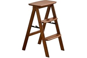 Small Step Stool, Foldable Ladder Stool, Folding Stools, Wood 3 Step Ladder, Portable High Chair for Kitchen, Office, Study, 