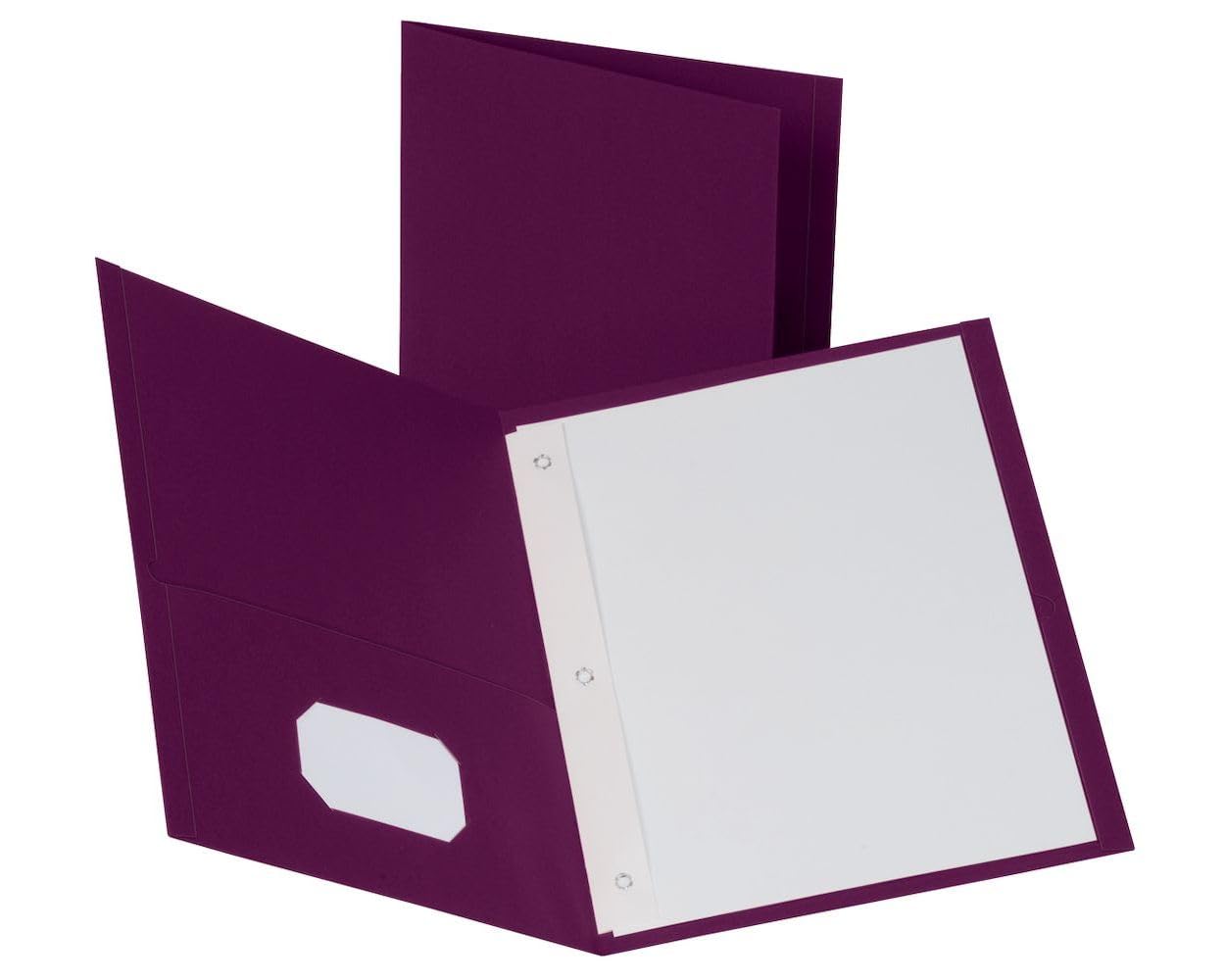 Oxford Two-Pocket Folders w/Fasteners, Burgundy, Letter Size, 25 per Box (57757)