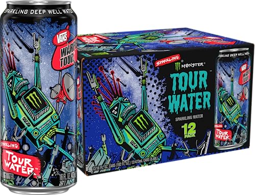 MONSTER TOUR WATER BY MONSTER ENERGY, SPARKLING DEEP WELL WATER, 16OZ (PACK OF 12)