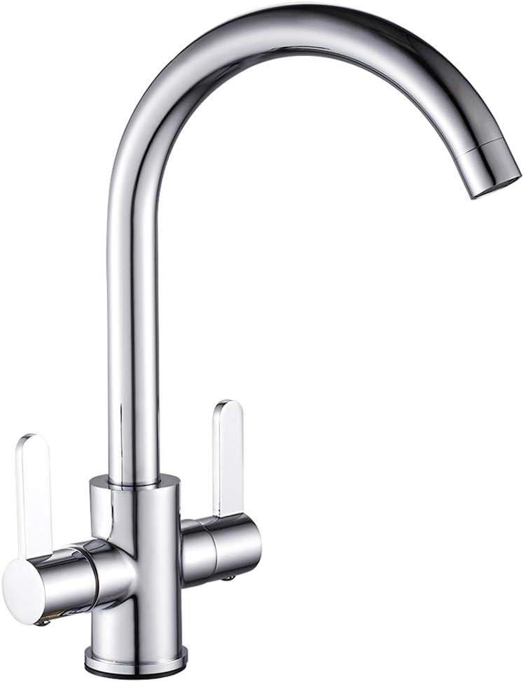 Ghopy Dual Lever Kitchen Mixer Taps Chrome Swivel Spout Modern Kitchen