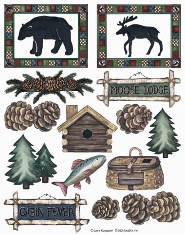 Moose Lodge&Cabin Fever 2-Sheet IdeaStix Accents Peel and Stick Décor