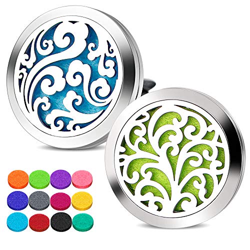 RoyAroma 2PCS 30mm Car Aromatherapy Essential Oil Diffuser, Stainless Steel Locket