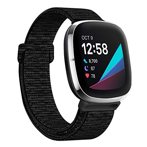 HAPAW Nylon Bands Compatible with Fitbit Sense/Versa 3, Soft Adjustable Breathable Sport Replacement Strap Women Man Wristband Accessories for Sense Advanced Smartwatch