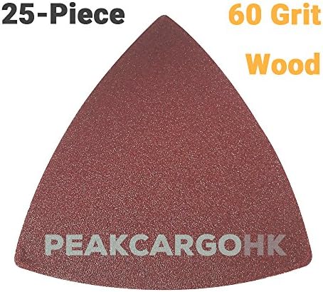 25-Piece 60-Grit Rough Triangular Hook &amp; Loop Abrasive Paper Sandpaper Sanding Sheets - Wood Universal Oscillating Fein Dremel Bosch Makita Rockwell