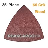 25-Piece 60-Grit Rough Triangular Hook & Loop Abrasive Paper Sandpaper Sanding Sheets - Wood Universal Oscillating Fein Dremel Bosch Makita Rockwell
