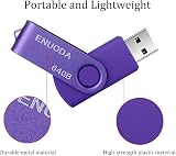 ENUODA 64GB USB 2.0 Memory Stick Purple Swivel Flash Drive view 2