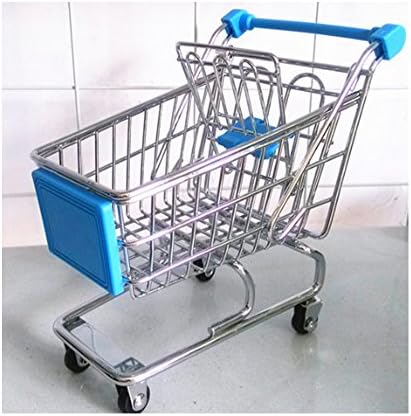 CRBoutique Mini Miniature Desktop Desk Supermarket Top Organizer Shoppingcart Utility Shopping Cart (Light Blue)