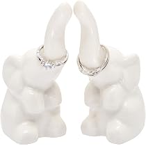 Porte-Bague Éléphant Céramique Blanc - Plateau Bijoux Déco 10x7.5cm