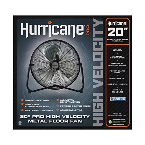 Hurricane Floor Fan 20 Inch, Pro Series, High Velocity, Heavy Duty