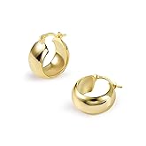 Chunky Sterling Silver Hoop Earrings for Women Trendy Silver Hypoallergenic Chunky Hoops Lightweight Wide Hoop Earrings for Women Jewelry